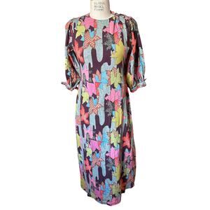 Rhode Groovy Abstract Floral Print Midi Sheath Size Small
